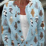 Charlotte™ | Hyggelig Katteprint Cardigan