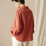 Linned Oversized Fit Pocket Skjorte ELOWEN