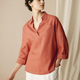 Linned Oversized Fit Pocket Skjorte ELOWEN