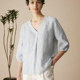 100% Linned Puffærmer Top LEAH