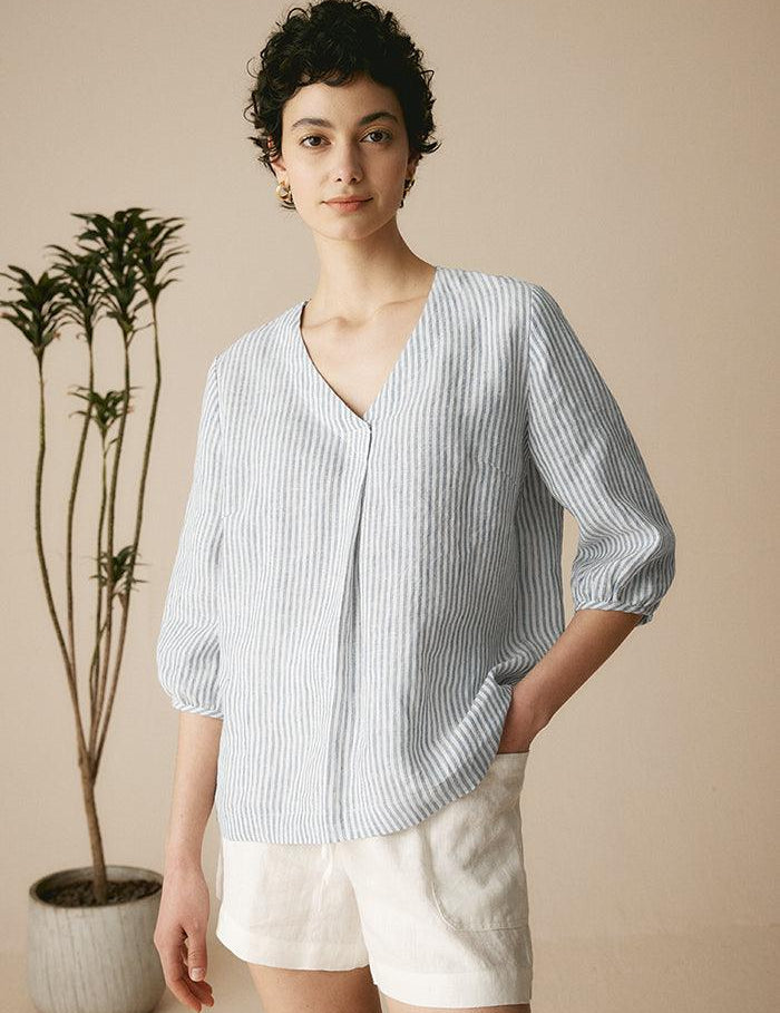 100% Linned Puffærmer Top LEAH