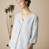 100% Linned Puffærmer Top LEAH