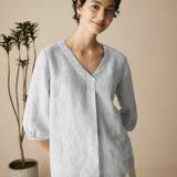 100% Linned Puffærmer Top LEAH