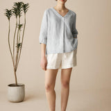 100% Linned Puffærmer Top LEAH