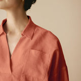 Linned Oversized Fit Pocket Skjorte ELOWEN