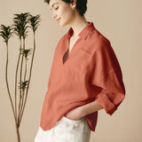 Linned Oversized Fit Pocket Skjorte ELOWEN