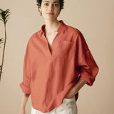Linned Oversized Fit Pocket Skjorte ELOWEN