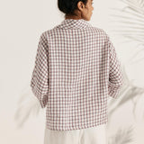 Linned-Cotton Dropped Collar Langærmet Top TRISTAN