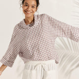 Linned-Cotton Dropped Collar Langærmet Top TRISTAN