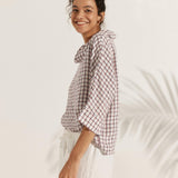 Linned-Cotton Dropped Collar Langærmet Top TRISTAN
