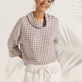 Linned-Cotton Dropped Collar Langærmet Top TRISTAN