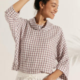 Linned-Cotton Dropped Collar Langærmet Top TRISTAN