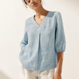 100% Linned Puffærmer Top LEAH