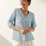 100% Linned Puffærmer Top LEAH