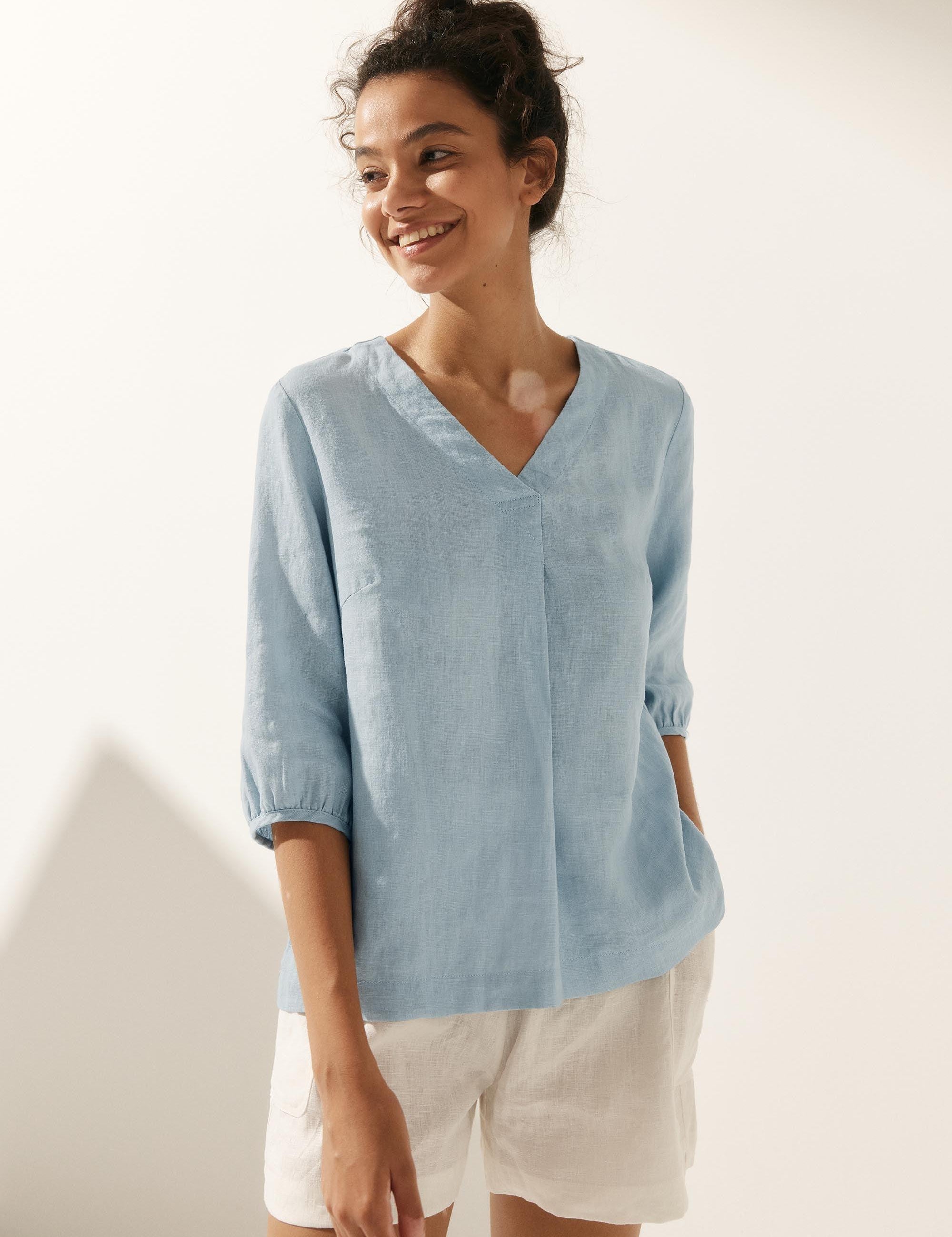 100% Linned Puffærmer Top LEAH