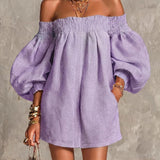 Cosima | Off-Shoulder Lantern-Sleeve A-Line Kjole