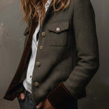 Honorine | Vintage Blazer med Kontrasterende Chevron Kanter