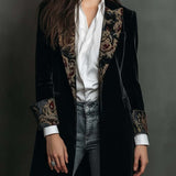 Léontine | Slim Fit Printet Barok Sort Blazer