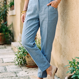 100% Linned Front Plisseret Tapered Ankelbukser VIVICA