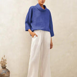 Linned-Cotton Dropped Collar Langærmet Top TRISTAN