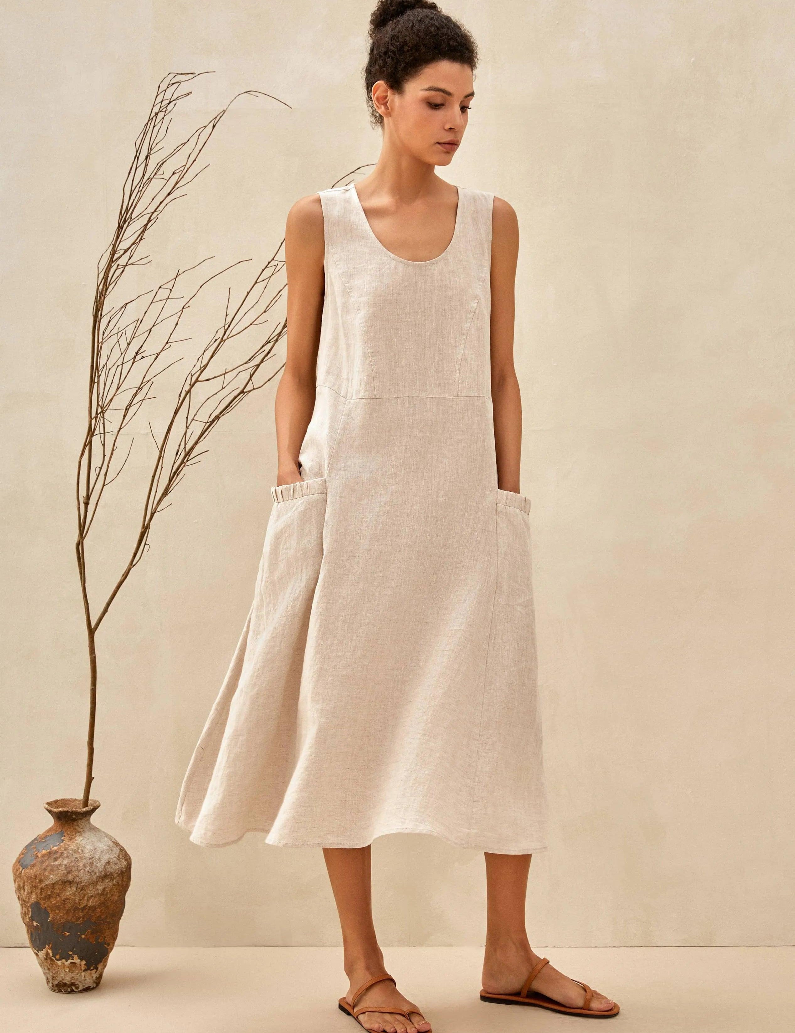 100% Linned Swing Strand Tank Kjole GIANA