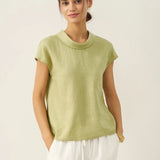 100% Linned Cap Sleeve Blød-Fold Krave Top YVONNE