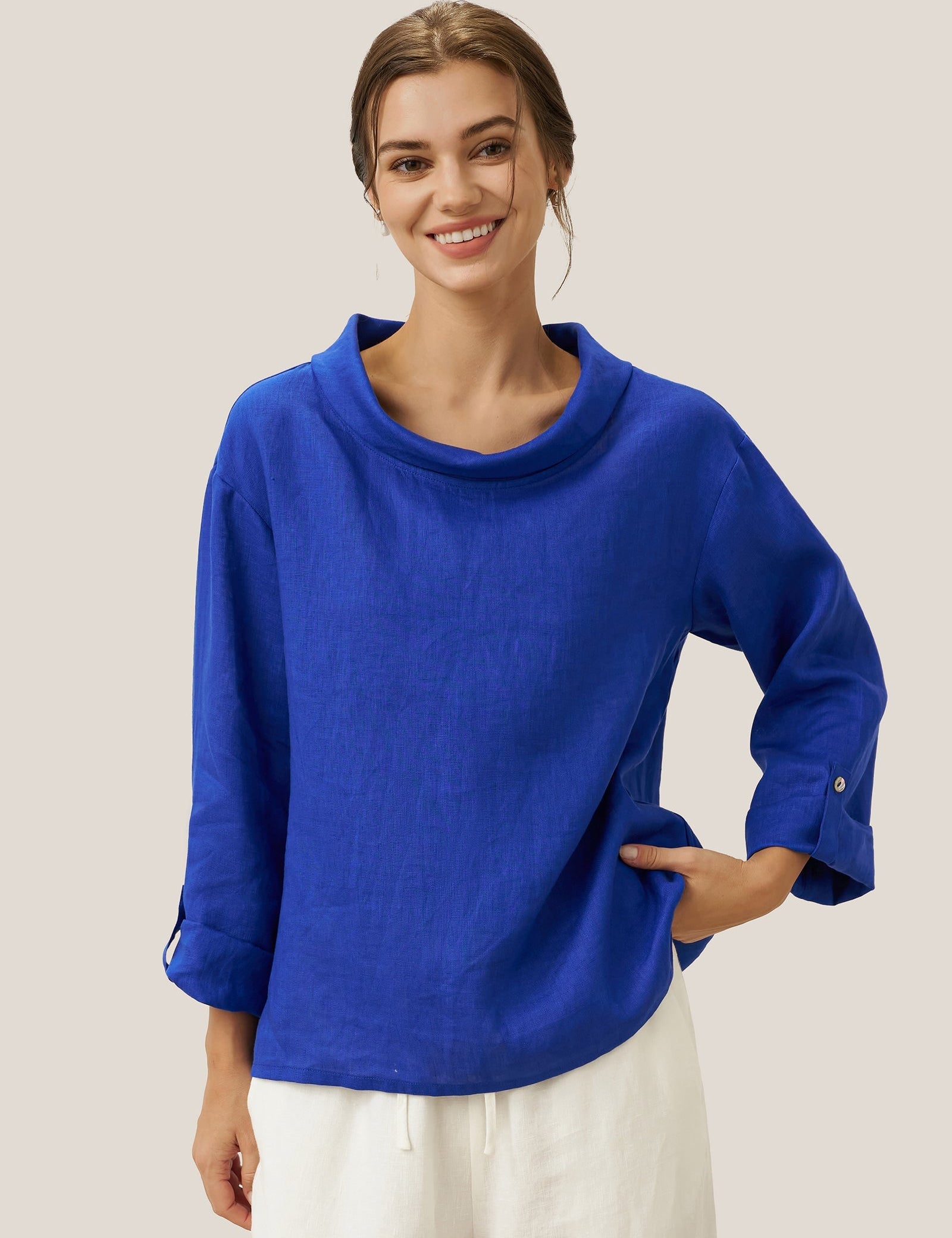 100% Linned Draperet Hals Top HOLLIS