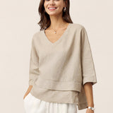 100% Linned Drop Shoulder Asymmetrisk Lagdelt Hem Overtop VIOLA
