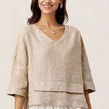 100% Linned Drop Shoulder Asymmetrisk Lagdelt Hem Overtop VIOLA