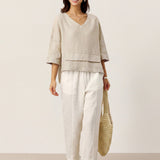 100% Linned Drop Shoulder Asymmetrisk Lagdelt Hem Overtop VIOLA