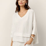 100% Linned Drop Shoulder Asymmetrisk Lagdelt Hem Overtop VIOLA