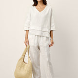 100% Linned Drop Shoulder Asymmetrisk Lagdelt Hem Overtop VIOLA