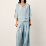 100% Linned Drop Shoulder Asymmetrisk Lagdelt Hem Overtop VIOLA