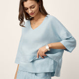 100% Linned Drop Shoulder Asymmetrisk Lagdelt Hem Overtop VIOLA