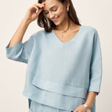 100% Linned Drop Shoulder Asymmetrisk Lagdelt Hem Overtop VIOLA