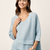 100% Linned Drop Shoulder Asymmetrisk Lagdelt Hem Overtop VIOLA
