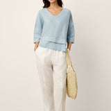 100% Linned Drop Shoulder Asymmetrisk Lagdelt Hem Overtop VIOLA