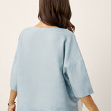 100% Linned Drop Shoulder Asymmetrisk Lagdelt Hem Overtop VIOLA