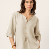 100% Linned Split Neck Inverted Pleat Top TABITHA