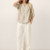 100% Linned Split Neck Inverted Pleat Top TABITHA