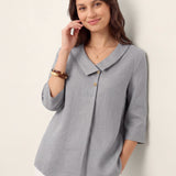 100% Linned Asymmetrisk Krave Inverteret Plisseret Top OTTILIE