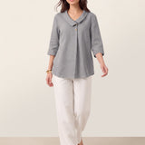 100% Linned Asymmetrisk Krave Inverteret Plisseret Top OTTILIE