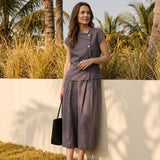 100% Linned Asymmetrisk Wrap Tie Talje Top GRETCHEN
