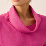Linned-Cotton Dropped Collar Langærmet Top TRISTAN