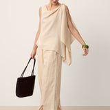100% Linned Cowl-Neck Asymmetrisk Top LEVINA