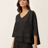 100% Linned Drop Shoulder Asymmetrisk Lagdelt Hem Overtop VIOLA