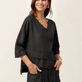 100% Linned Drop Shoulder Asymmetrisk Lagdelt Hem Overtop VIOLA