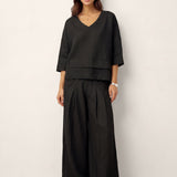 100% Linned Drop Shoulder Asymmetrisk Lagdelt Hem Overtop VIOLA