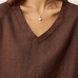 100% Linned Drop Shoulder Asymmetrisk Lagdelt Hem Overtop VIOLA