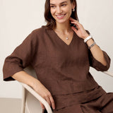 100% Linned Drop Shoulder Asymmetrisk Lagdelt Hem Overtop VIOLA